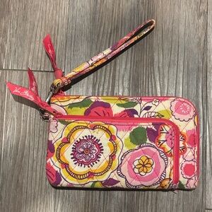 Vera Bradley Pink and Yellow Floral Wristlet